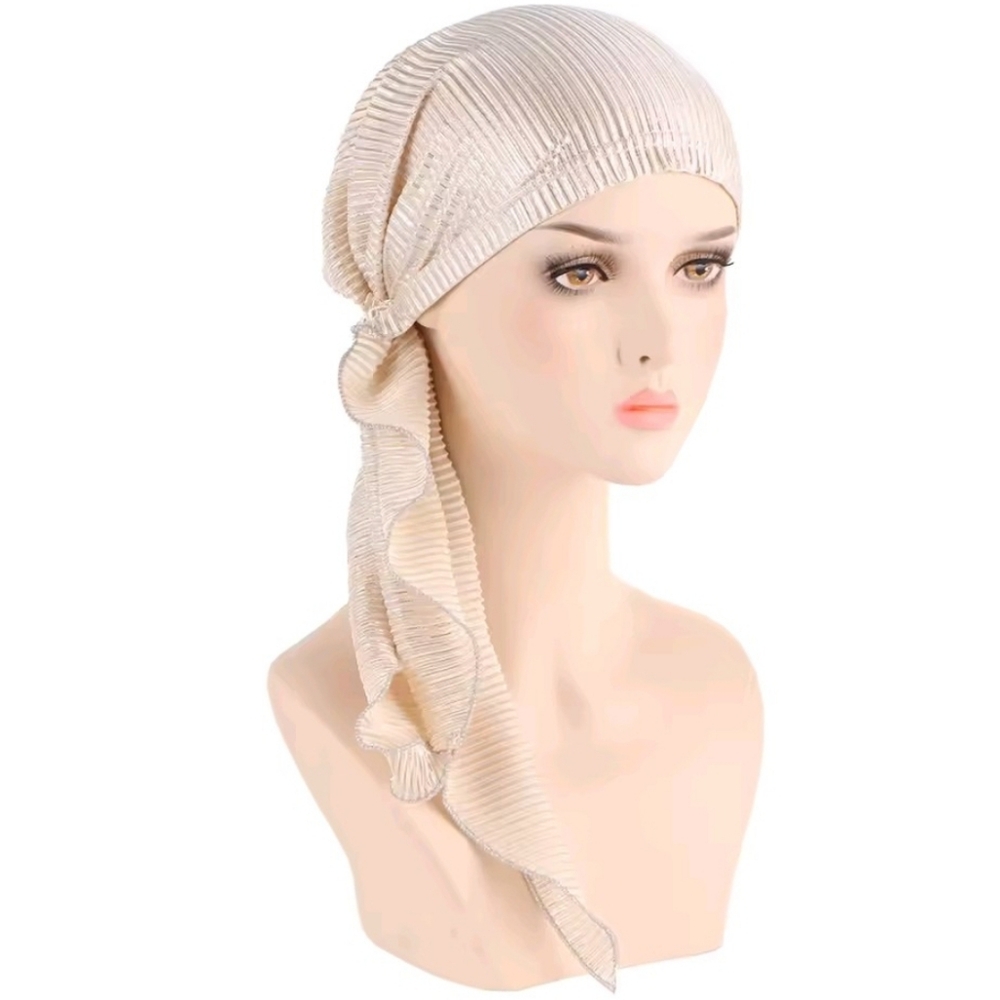 Shimmery Cream Pretied Headscarf for Women